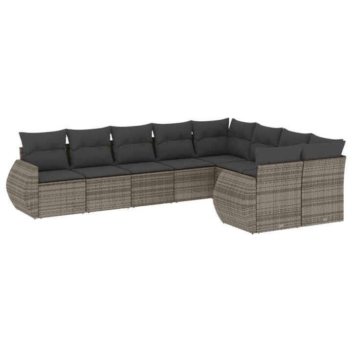 sofasæt til haven 9 dele med hynder polyrattan grå