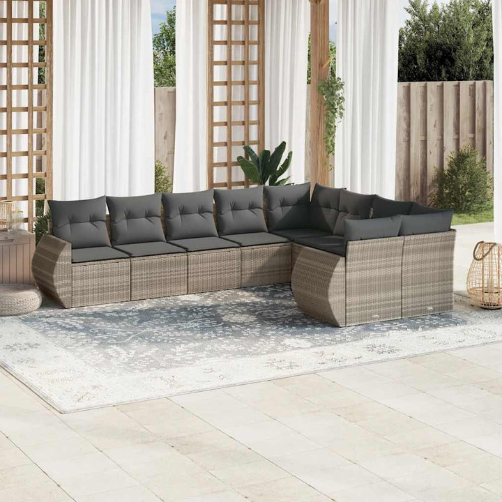 sofasæt til haven 9 dele med hynder polyrattan lysegrå