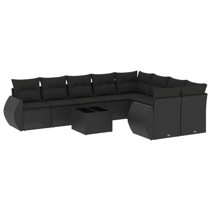 sofasæt til haven 10 dele med hynder polyrattan sort