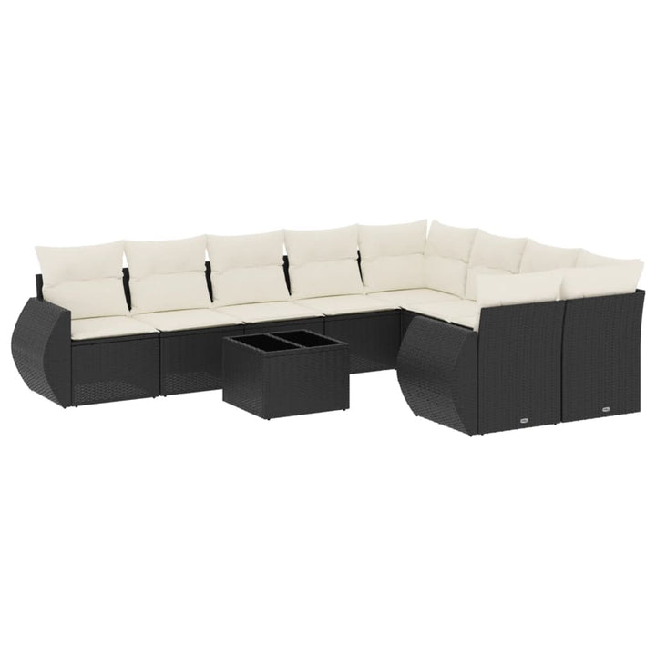sofasæt til haven 10 dele med hynder polyrattan sort