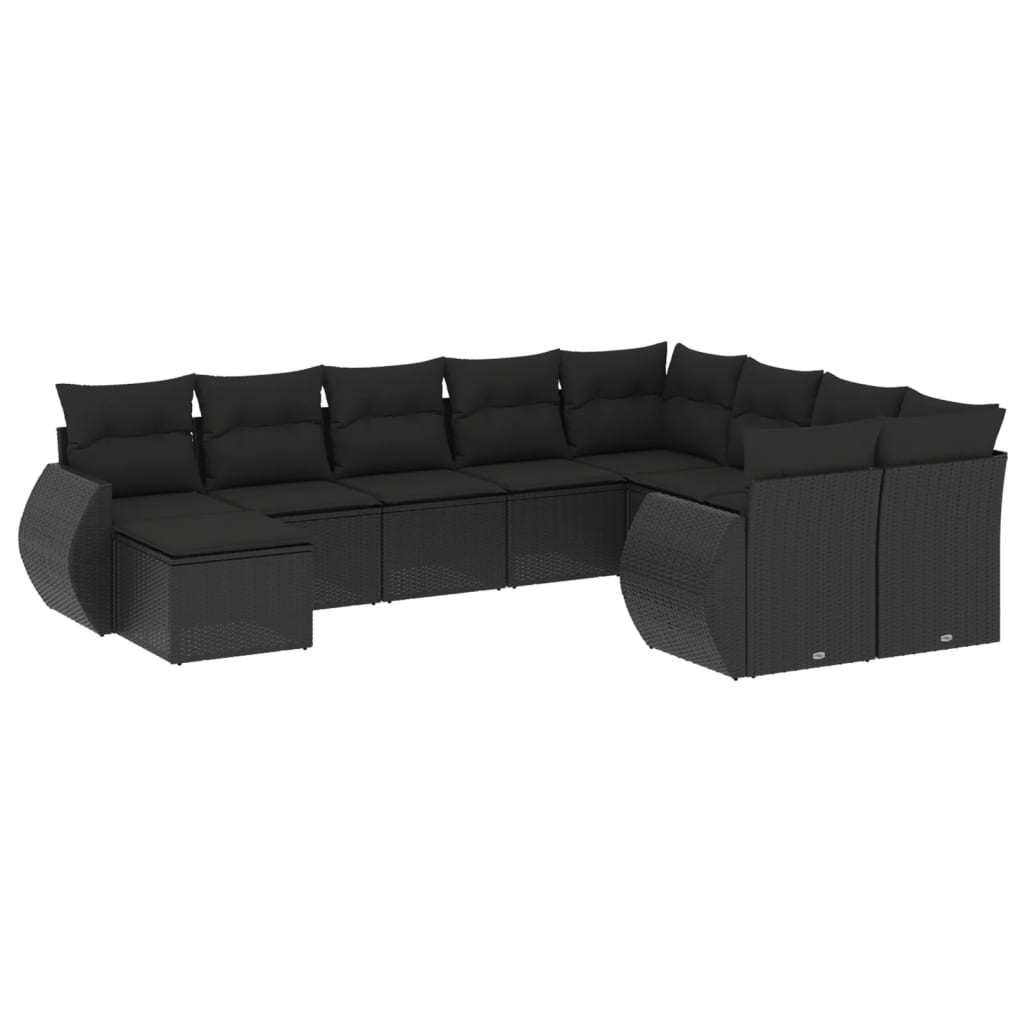 sofasæt til haven 10 dele med hynder polyrattan sort