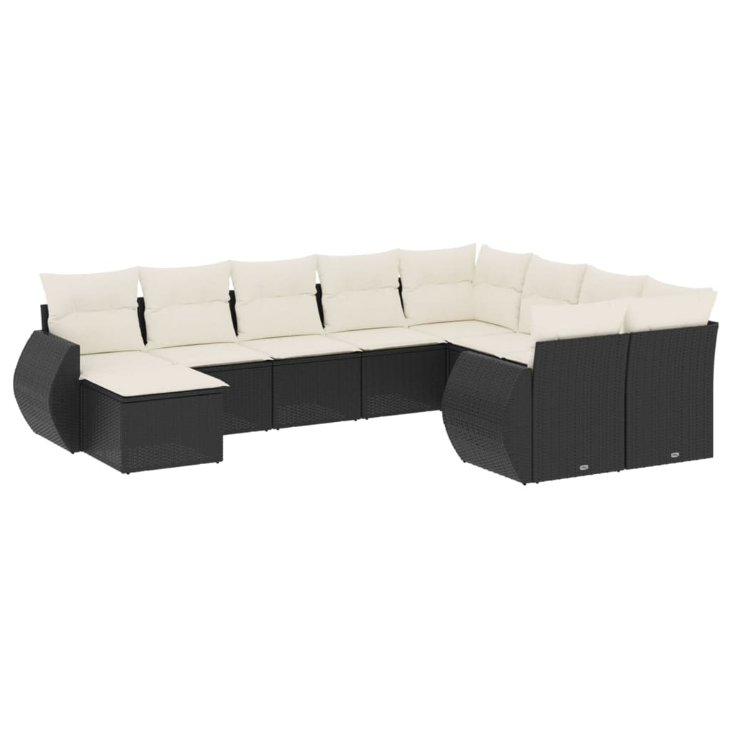 sofasæt til haven 10 dele med hynder polyrattan sort