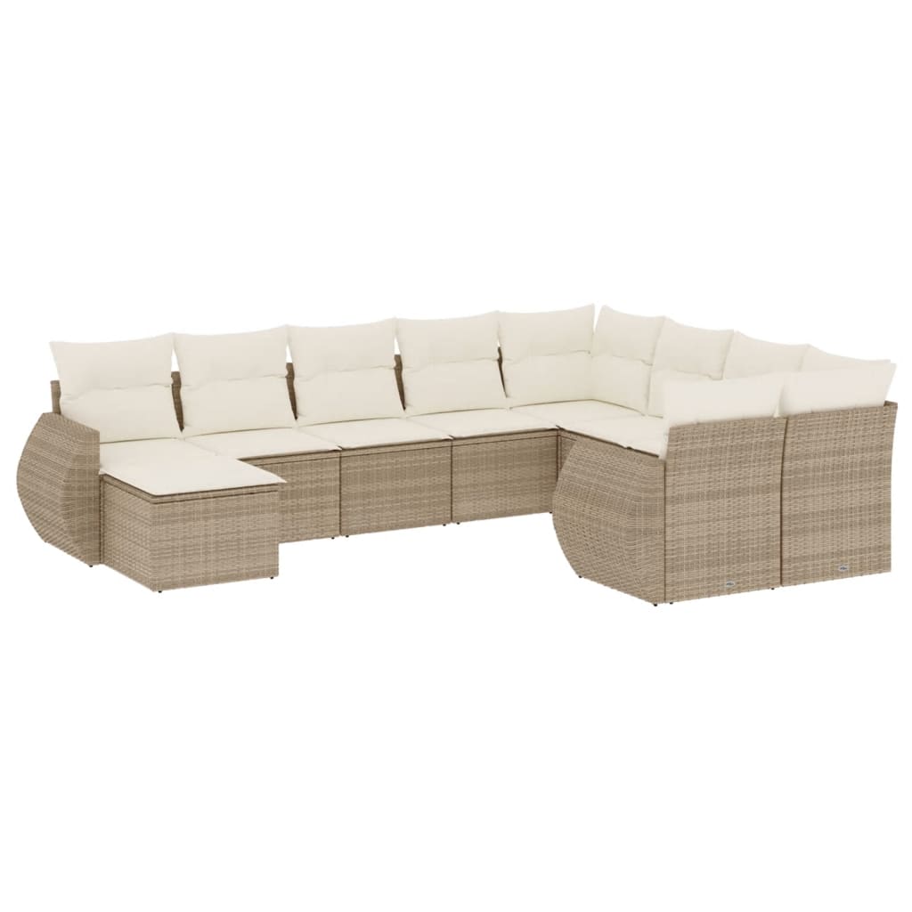 sofasæt til haven 10 dele med hynder polyrattan beige