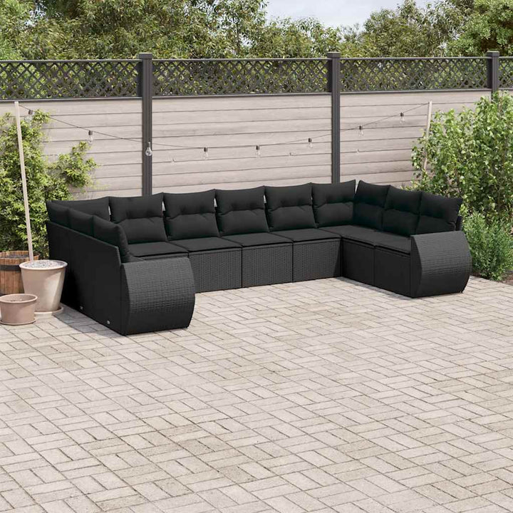 sofasæt til haven 10 dele med hynder polyrattan sort