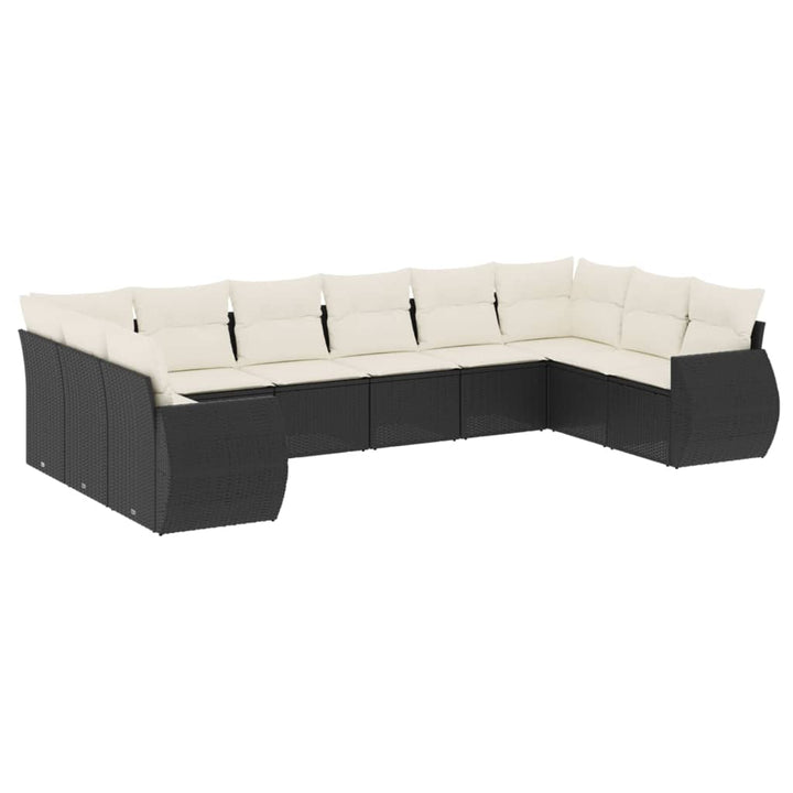 sofasæt til haven 10 dele med hynder polyrattan sort