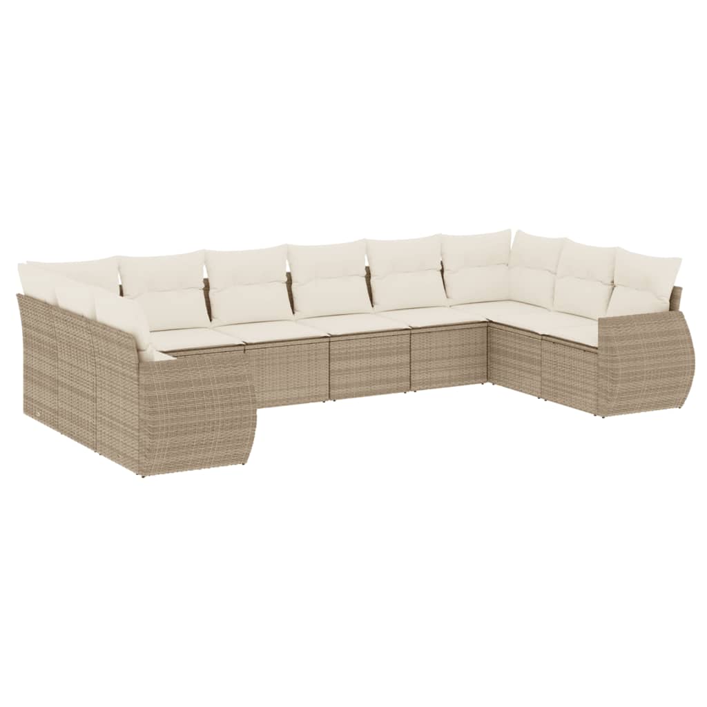 sofasæt til haven 10 dele med hynder polyrattan beige