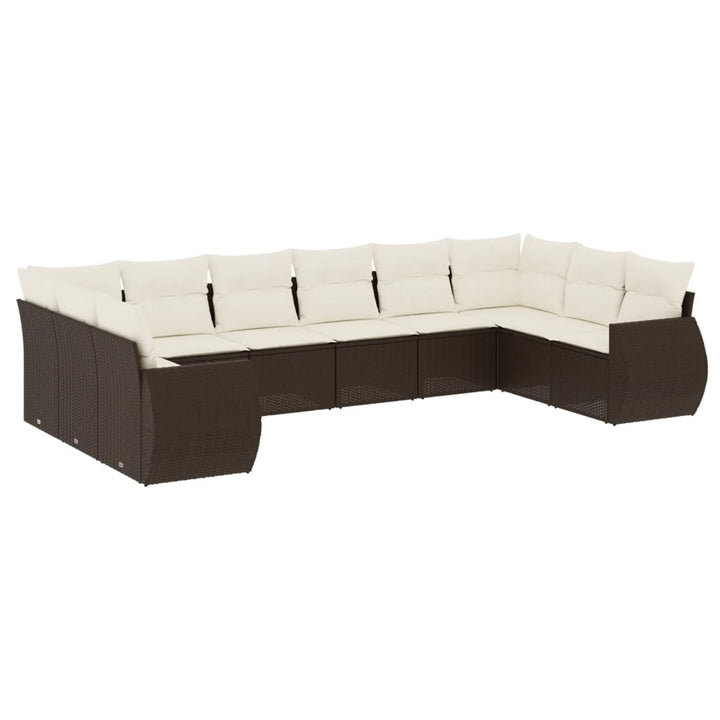 sofasæt til haven 10 dele med hynder polyrattan brun