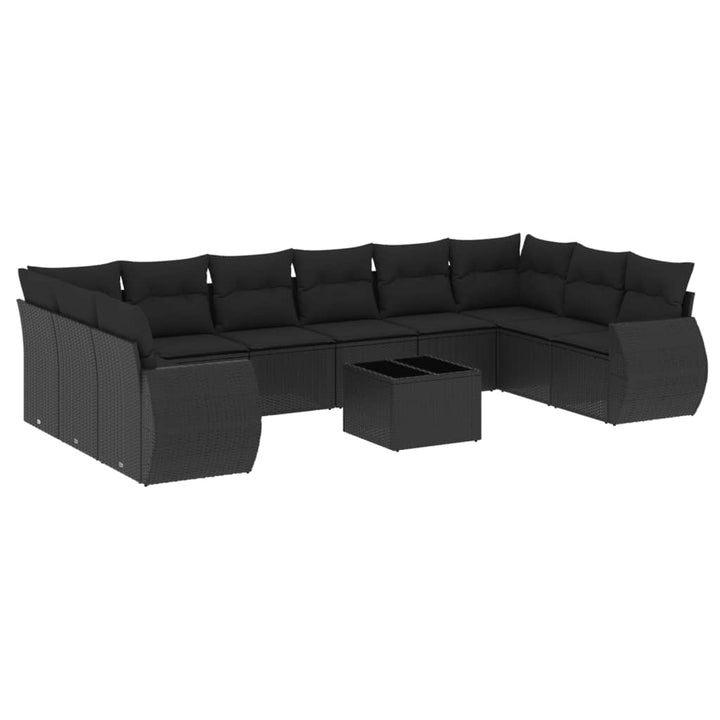 sofasæt til haven 11 dele med hynder polyrattan sort