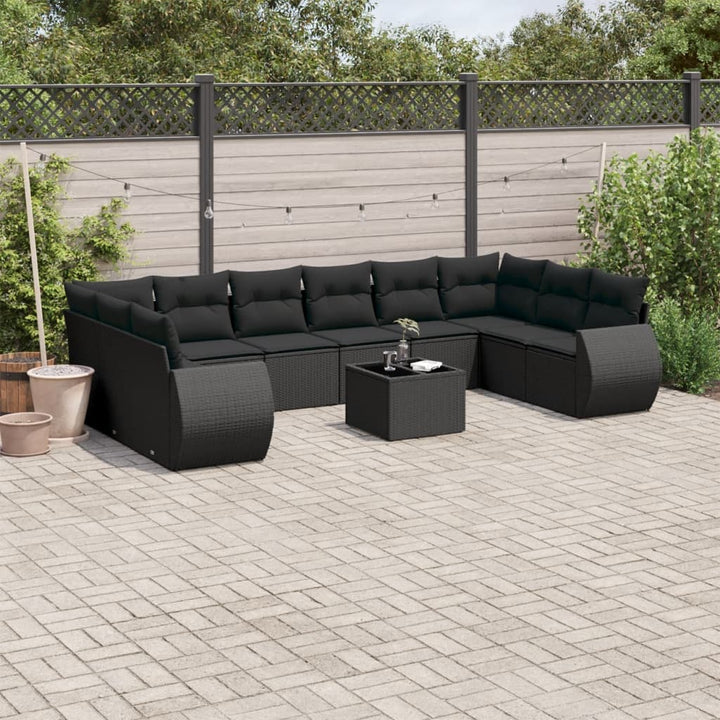 sofasæt til haven 11 dele med hynder polyrattan sort