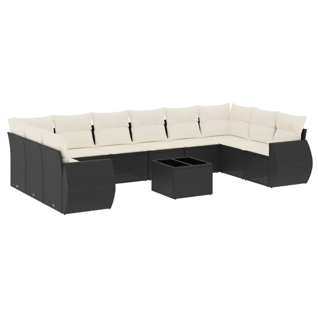 sofasæt til haven 11 dele med hynder polyrattan sort
