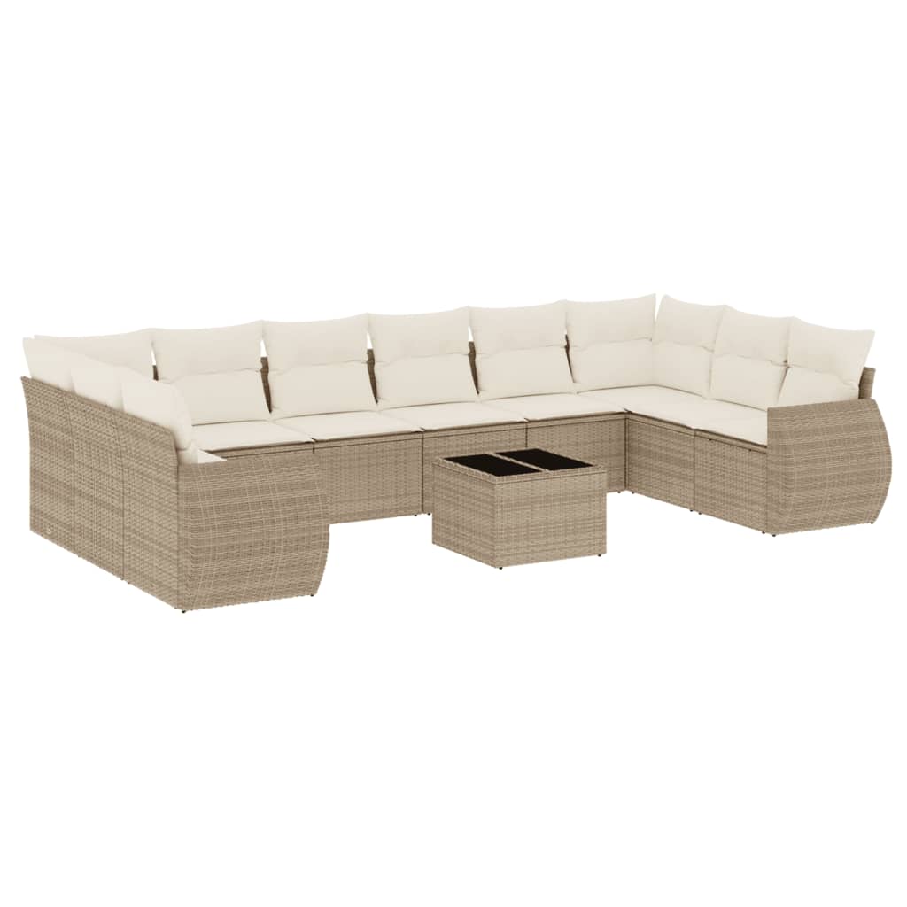 sofasæt til haven 11 dele med hynder polyrattan beige