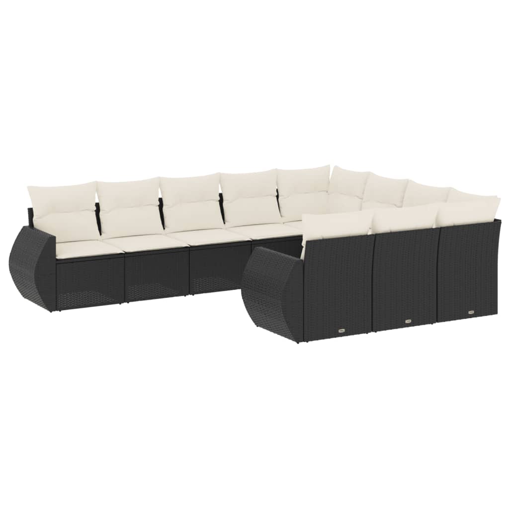 sofasæt til haven 10 dele med hynder polyrattan sort