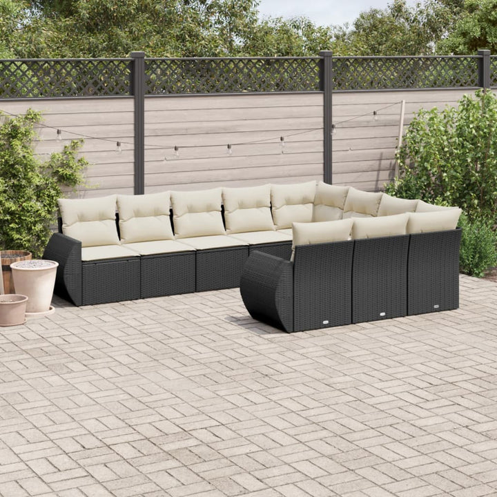 sofasæt til haven 10 dele med hynder polyrattan sort