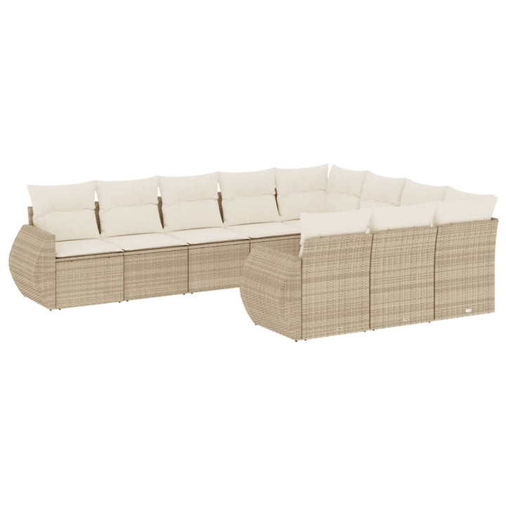 sofasæt til haven 10 dele med hynder polyrattan beige
