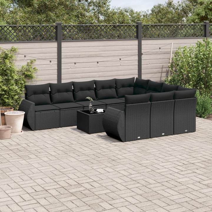 sofasæt til haven 11 dele med hynder polyrattan sort