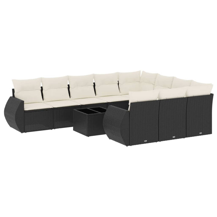 sofasæt til haven 11 dele med hynder polyrattan sort