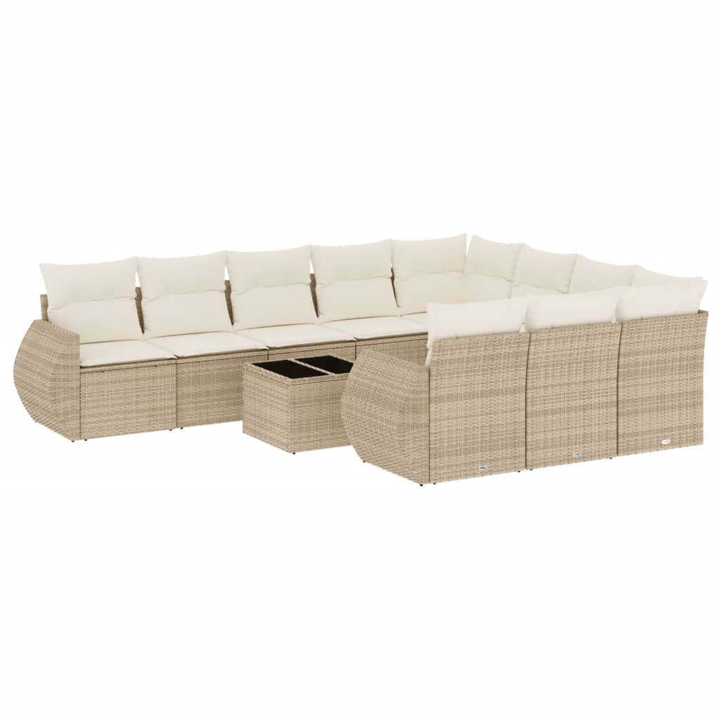 sofasæt til haven 11 dele med hynder polyrattan beige