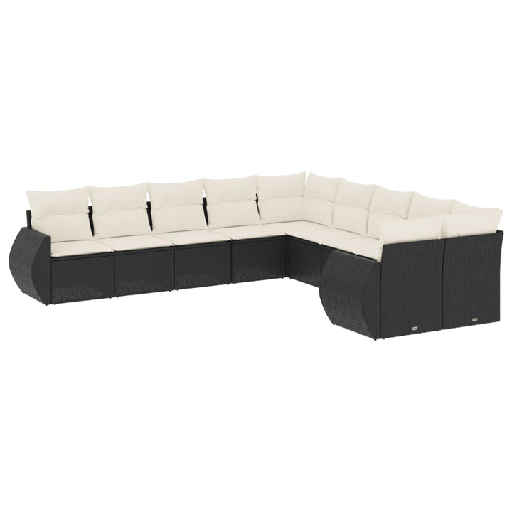 sofasæt til haven 10 dele med hynder polyrattan sort