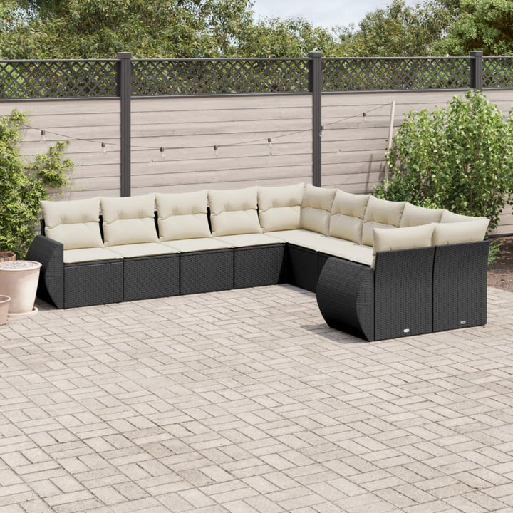 sofasæt til haven 10 dele med hynder polyrattan sort
