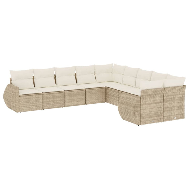 sofasæt til haven 10 dele med hynder polyrattan beige