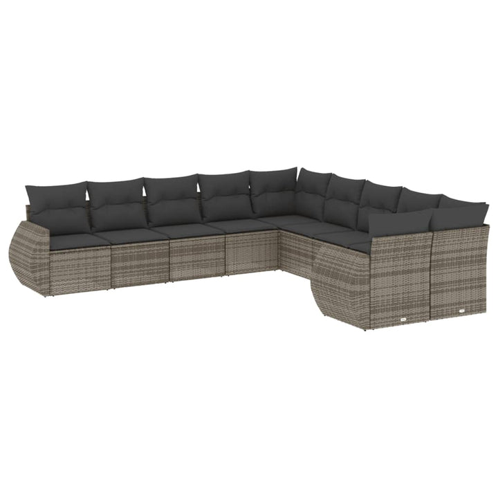 sofasæt til haven 10 dele med hynder polyrattan grå