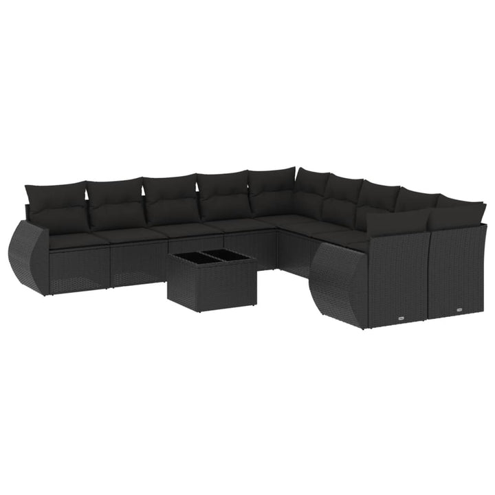 sofasæt til haven 11 dele med hynder polyrattan sort