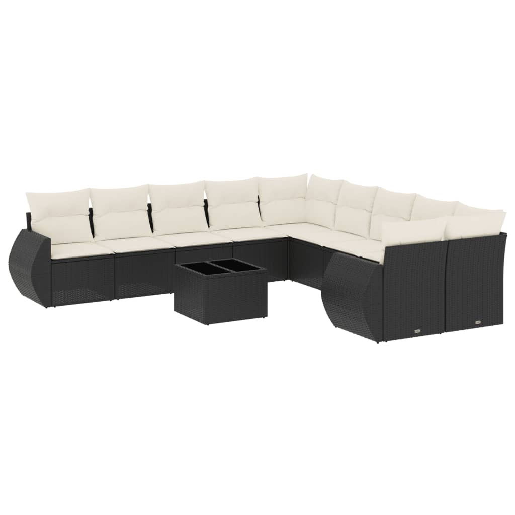 sofasæt til haven 11 dele med hynder polyrattan sort