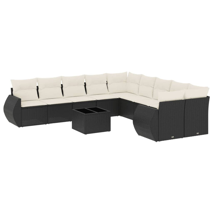 sofasæt til haven 11 dele med hynder polyrattan sort