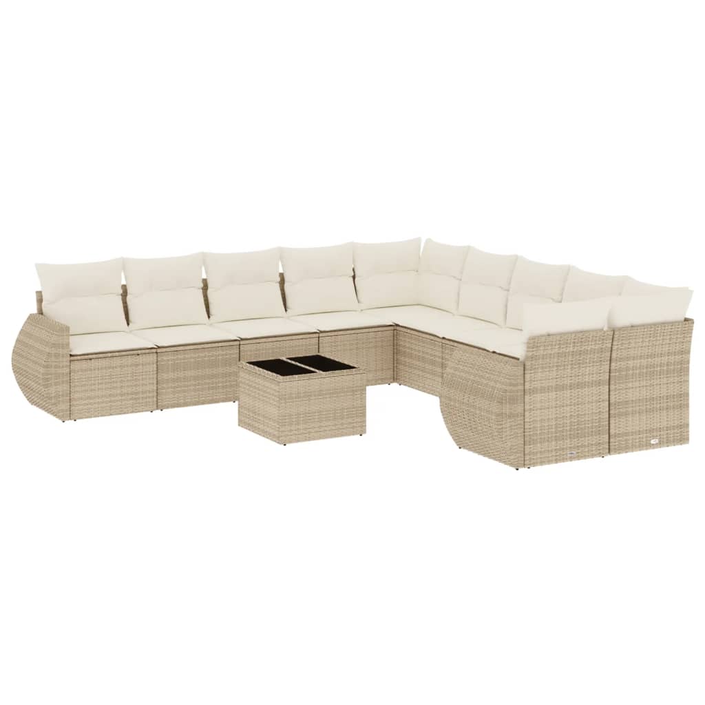 sofasæt til haven 11 dele med hynder polyrattan beige