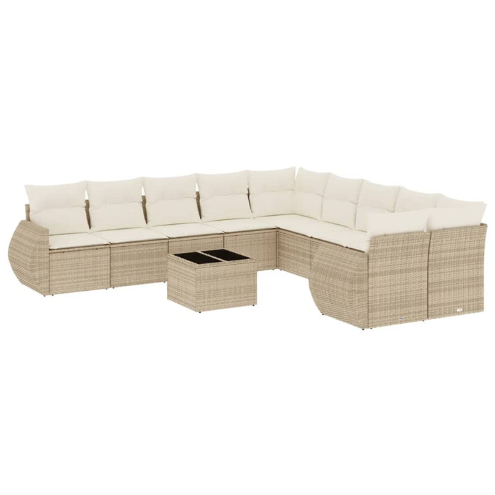 sofasæt til haven 11 dele med hynder polyrattan beige