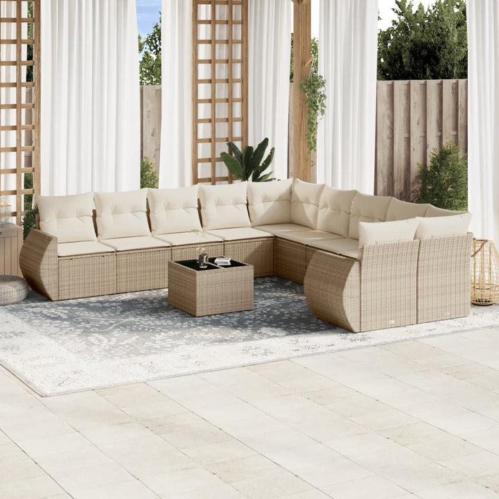 sofasæt til haven 11 dele med hynder polyrattan beige