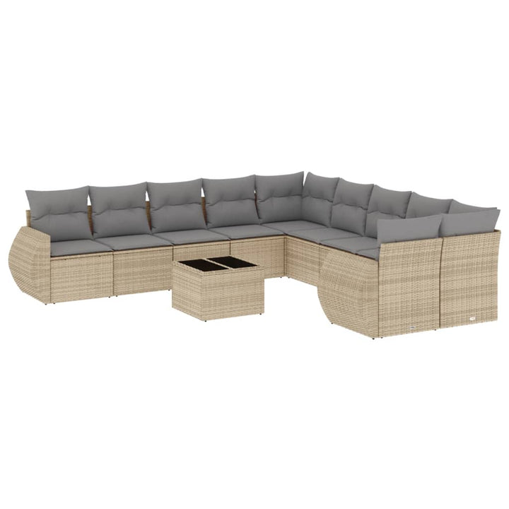sofasæt til haven 11 dele med hynder polyrattan beige