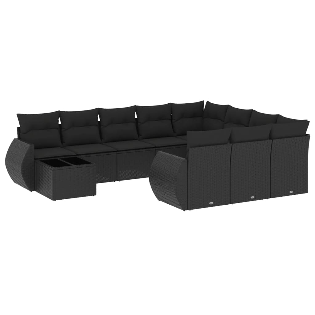sofasæt til haven 11 dele med hynder polyrattan sort