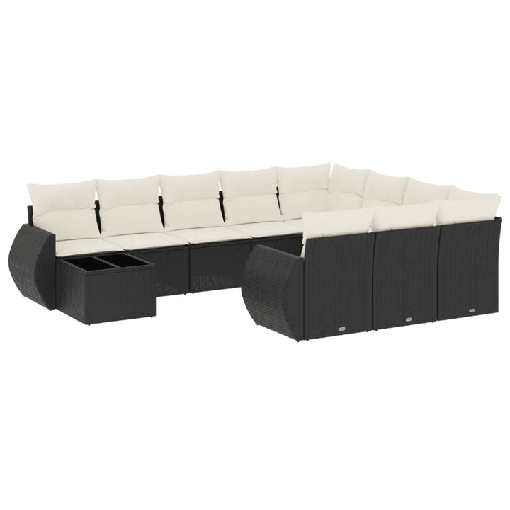 sofasæt til haven 11 dele med hynder polyrattan sort