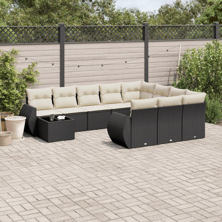 sofasæt til haven 11 dele med hynder polyrattan sort