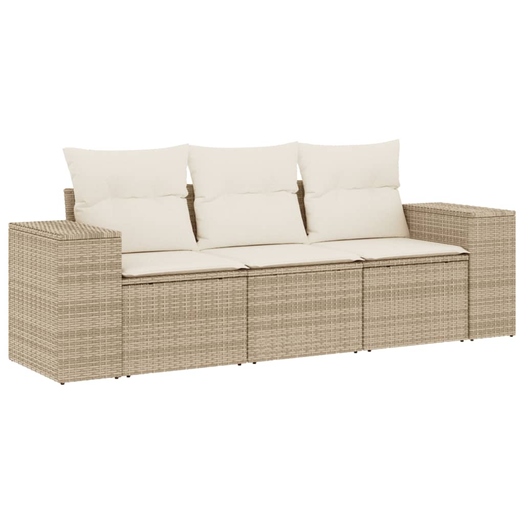 sofasæt til haven 3 dele med hynder polyrattan beige