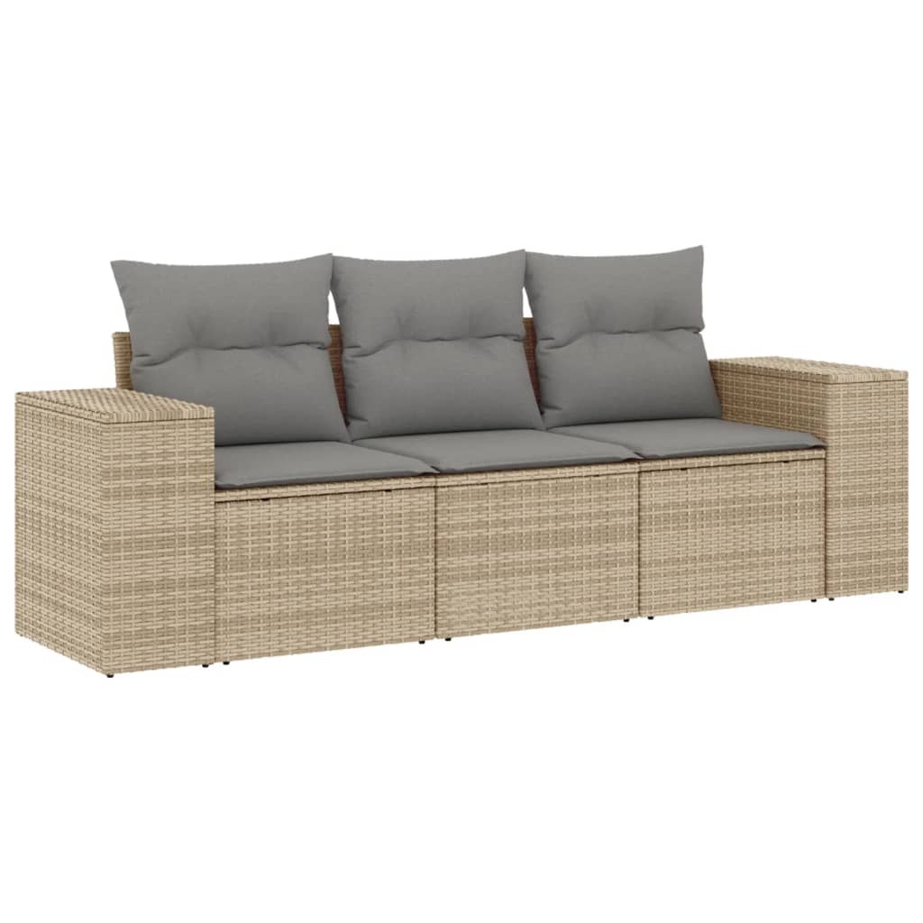 sofasæt til haven 3 dele med hynder polyrattan beige