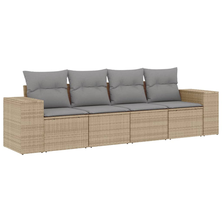 sofasæt til haven 4 dele med hynder polyrattan beige