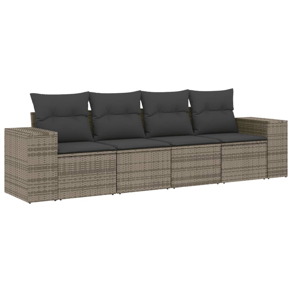 sofasæt til haven 4 dele med hynder polyrattan grå