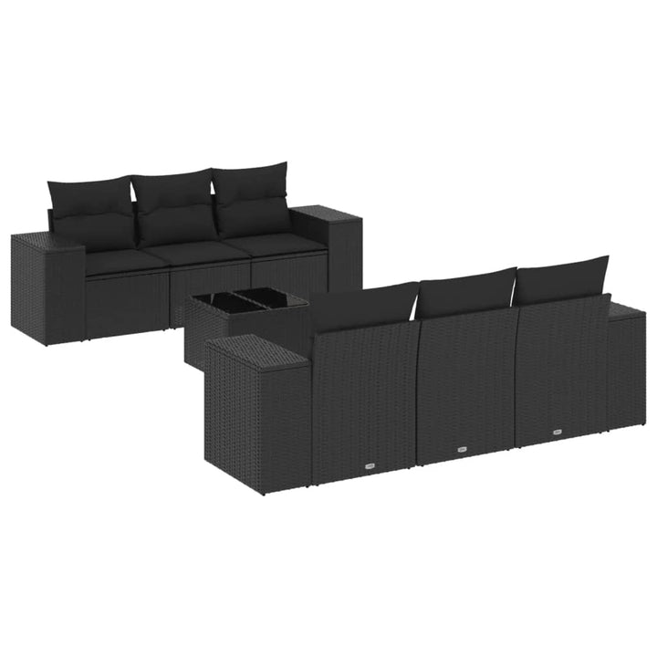 sofasæt til haven 7 dele med hynder polyrattan sort