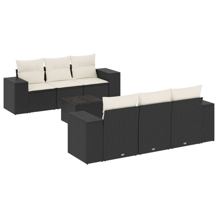 sofasæt til haven 7 dele med hynder polyrattan sort