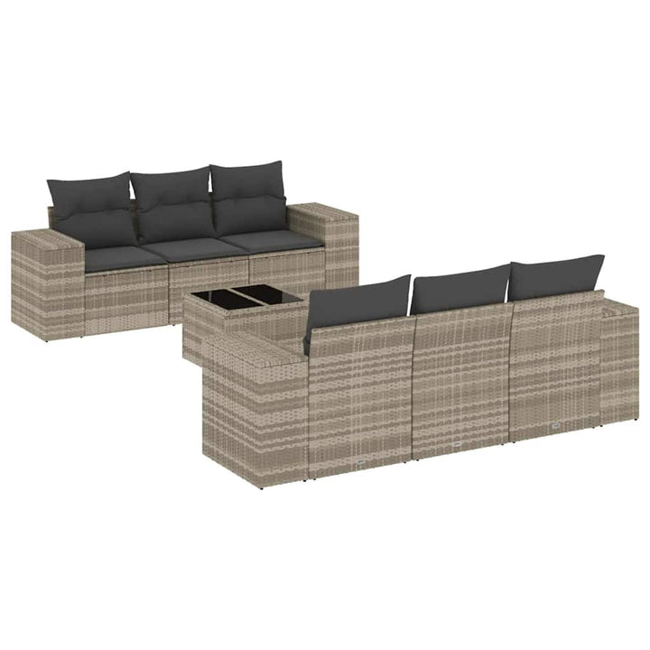 sofasæt til haven 7 dele med hynder polyrattan lysegrå