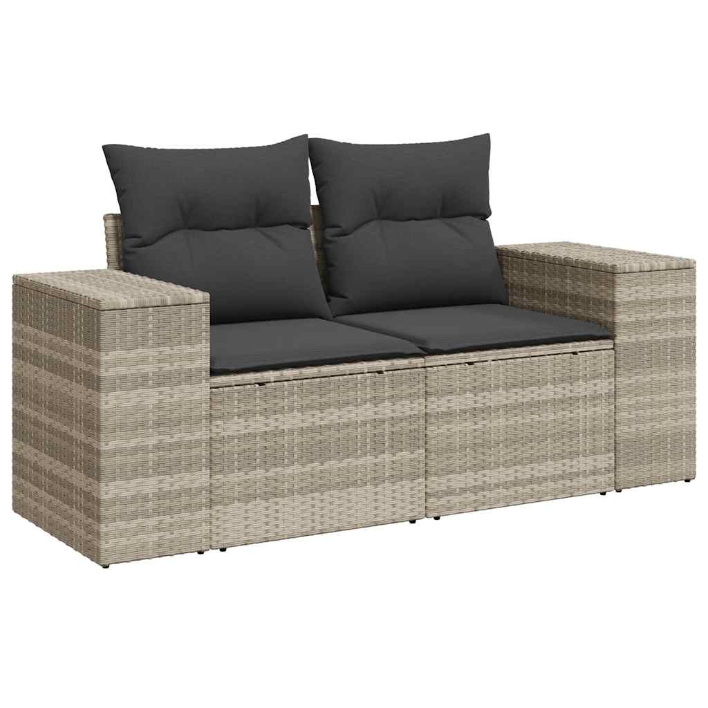 sofasæt til haven 7 dele med hynder polyrattan lysegrå