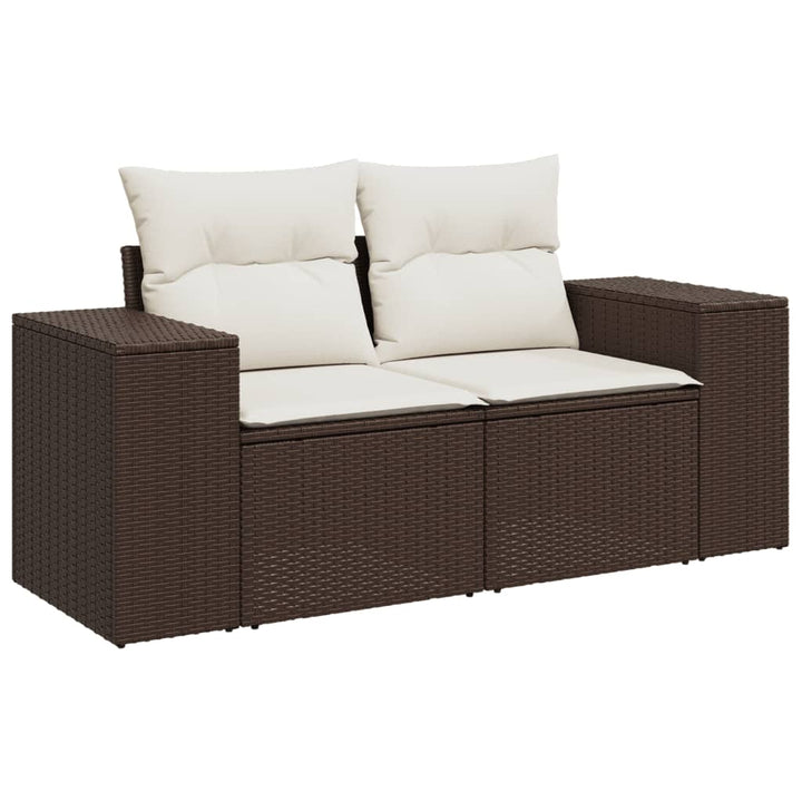 sofasæt til haven 7 dele med hynder polyrattan brun