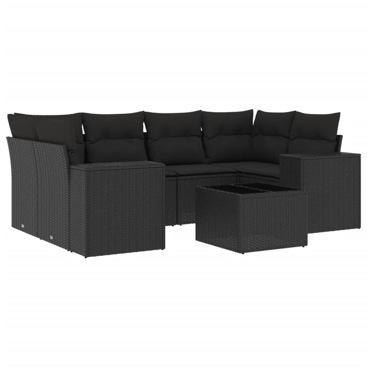 sofasæt til haven 7 dele med hynder polyrattan sort