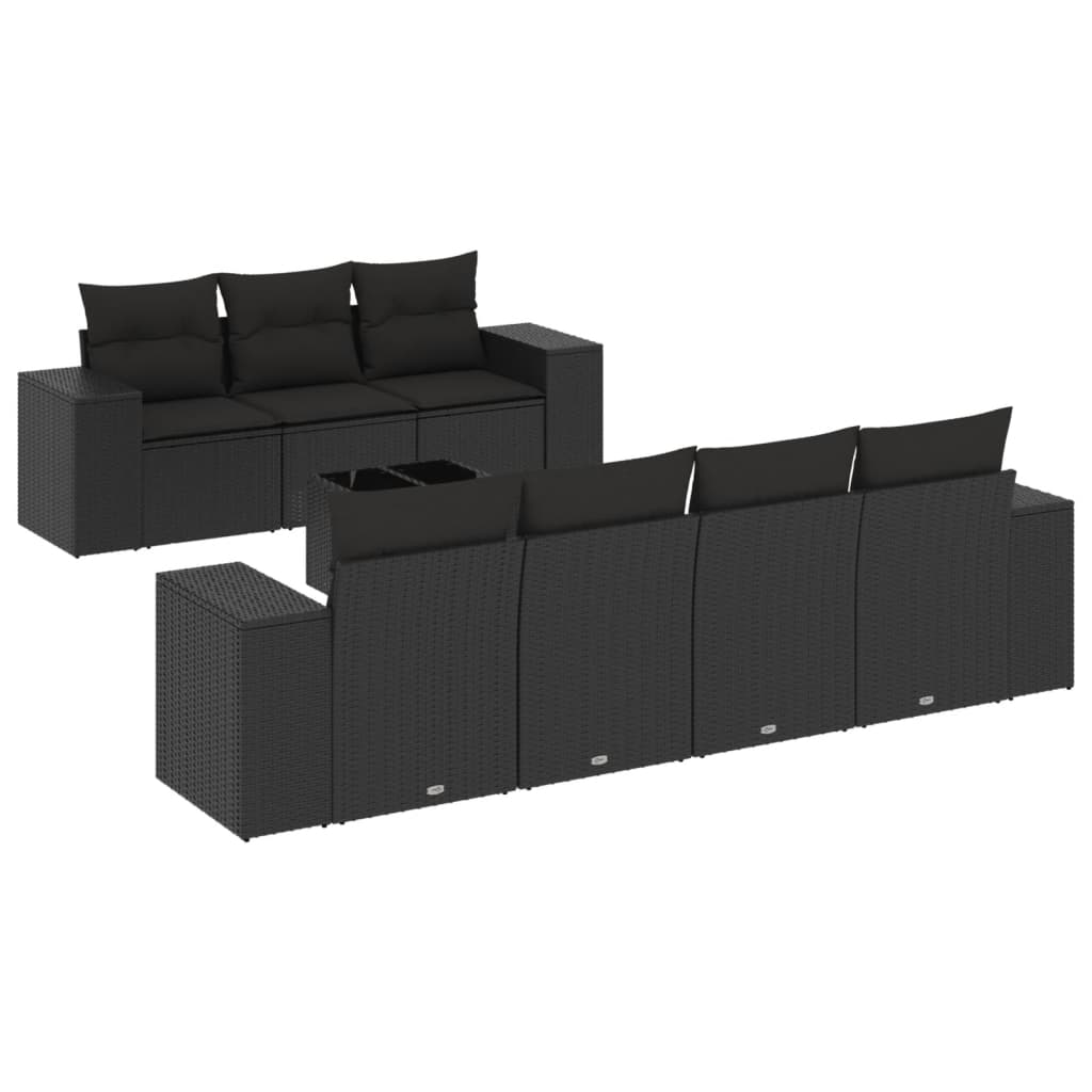 sofasæt til haven 8 dele med hynder polyrattan sort