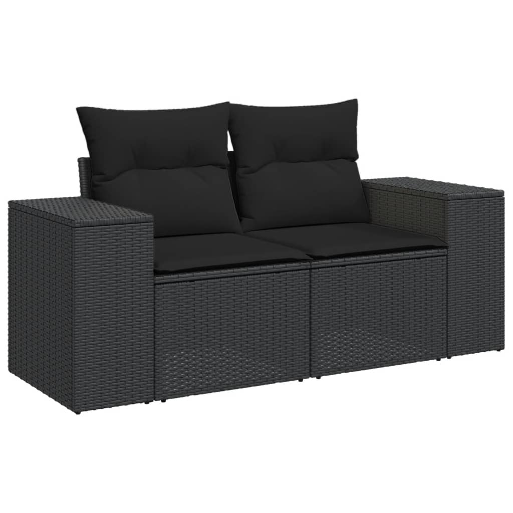 sofasæt til haven 8 dele med hynder polyrattan sort