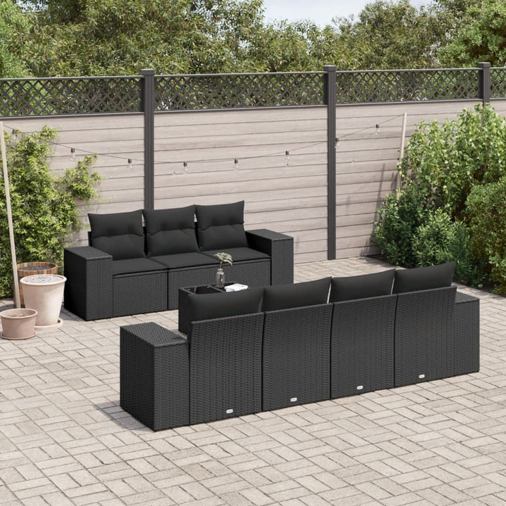 sofasæt til haven 8 dele med hynder polyrattan sort