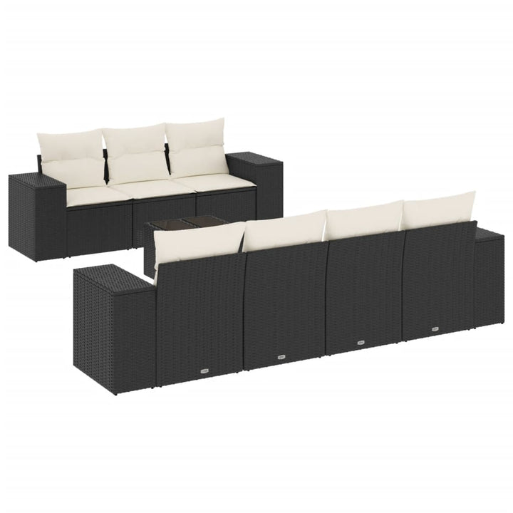 sofasæt til haven 8 dele med hynder polyrattan sort