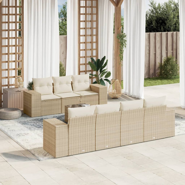 sofasæt til haven 8 dele med hynder polyrattan beige